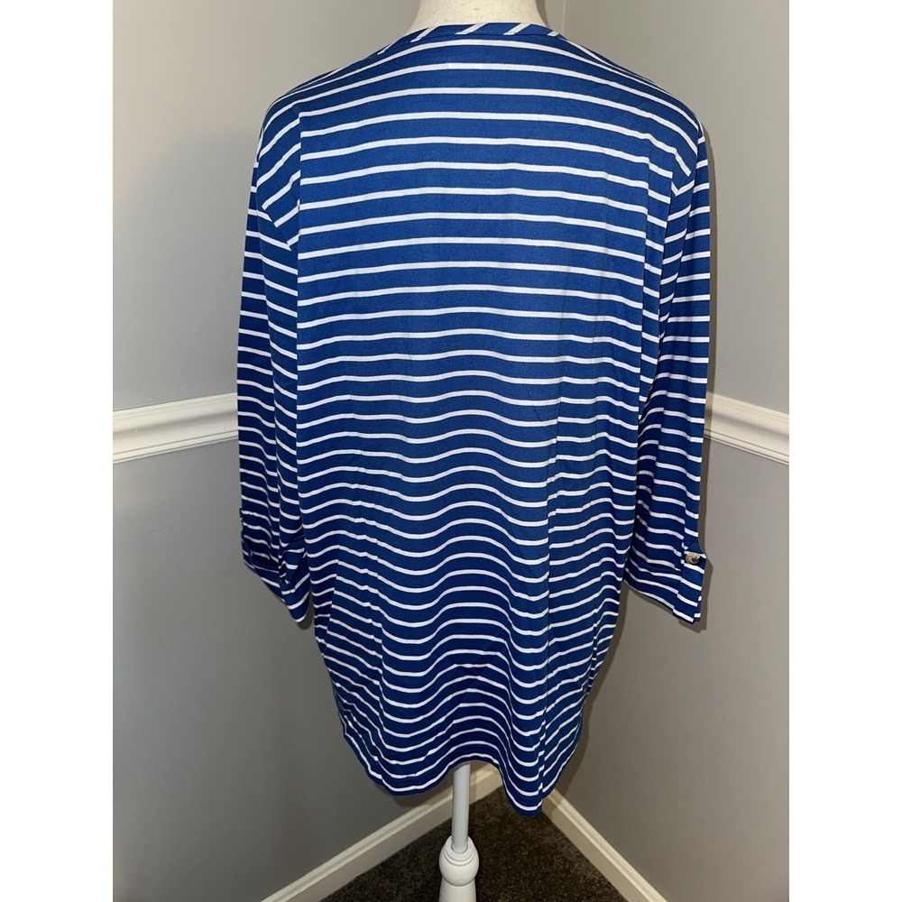 New American Sweetheart Top Size XL Striped 3/4 Sleeve Roll Tab Round Neck - Picture 4 of 6